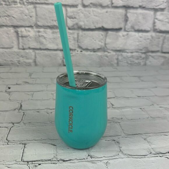 Corkcicle Turquoise Sparkle Stemless Insulated Tumbler NWOT - Picture 1 of 6